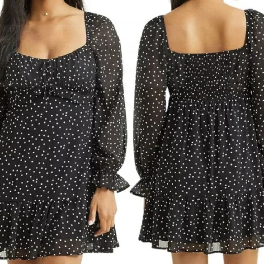 Altar'd State Long Sleeve Fit & Flare Ruffle Hem Star Dress - Picture 9 of 9